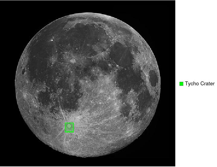 Image of the moon and the Tycho crater.